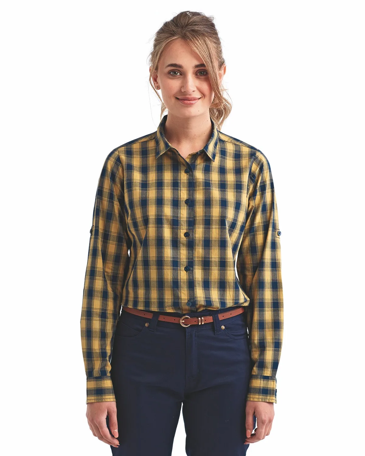 ARTISAN COLLECTION BY REPRIME Ladies' Mulligan Check Long-Sleeve Cotton Shirt