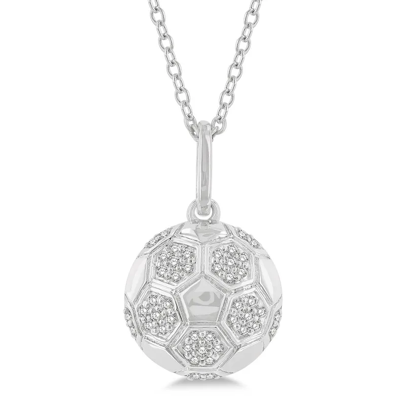 Jilco Inc Diamond Soccer Ball Necklace - White Gold