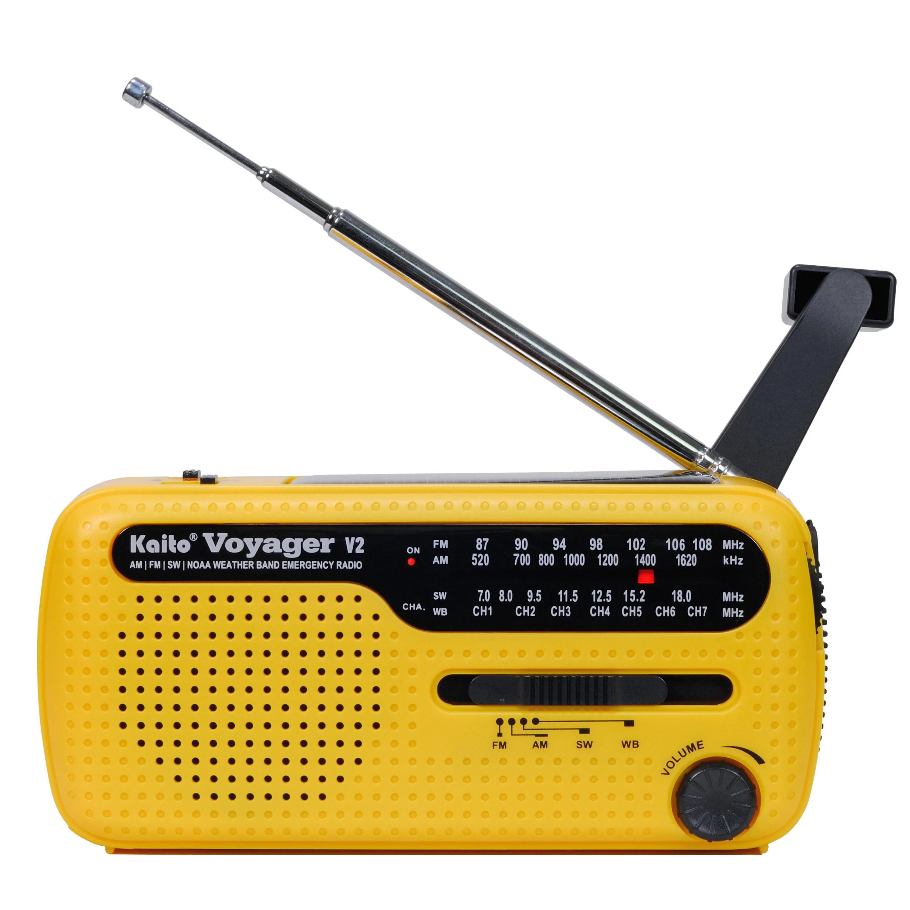 Kaito Emergency Radios & Wireless Mics Voyager V2 Solar & Crank Noaaweather/Am/Fm/Shortwave Radio