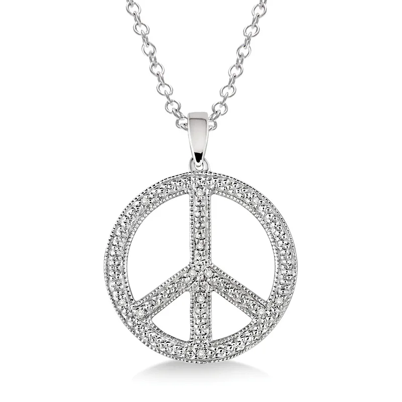 Jilco Inc Diamond Peace Sign Necklace