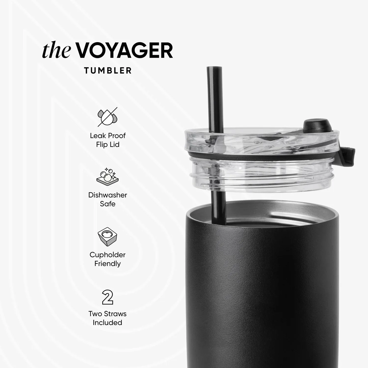 20 oz Simple Modern® Stainless Steel Double-Walled Insulated Voyager Tumbler Clear Flip Lid & Straw view 4