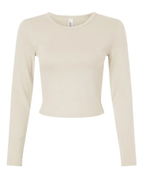 American Apparel® Women's Baby Rib Long Sleeve Cropped T-Shirt view 3