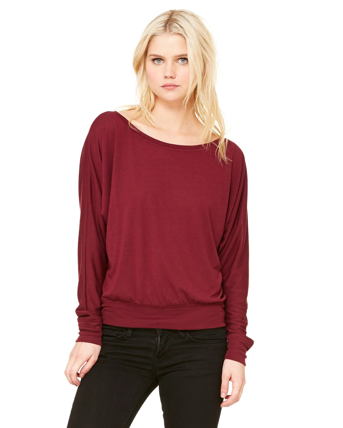 BELLA+CANVAS Ladies' Flowy Long-Sleeve Off Shoulder T-Shirt view 3