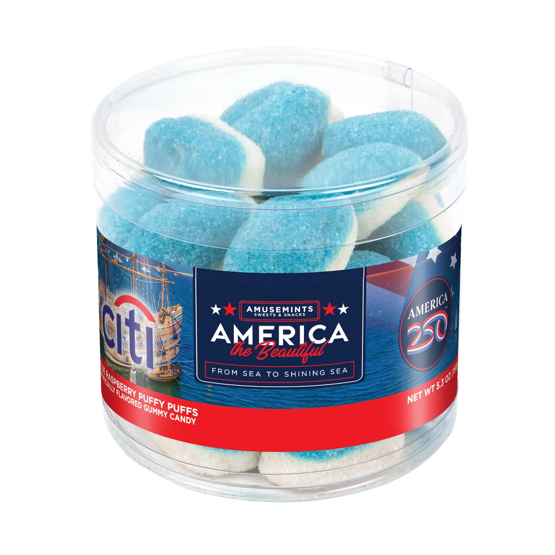 America 250- Round Acetate-Blue Raspberry Puffs