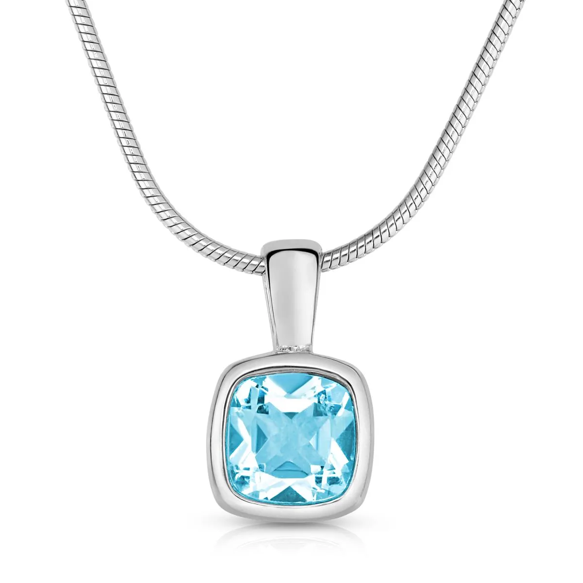 Jilco Inc Blue Topaz Cushion Necklace