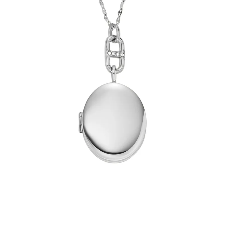 Fossil Heritage Silver-Tone Stainless Steel Chain Necklace