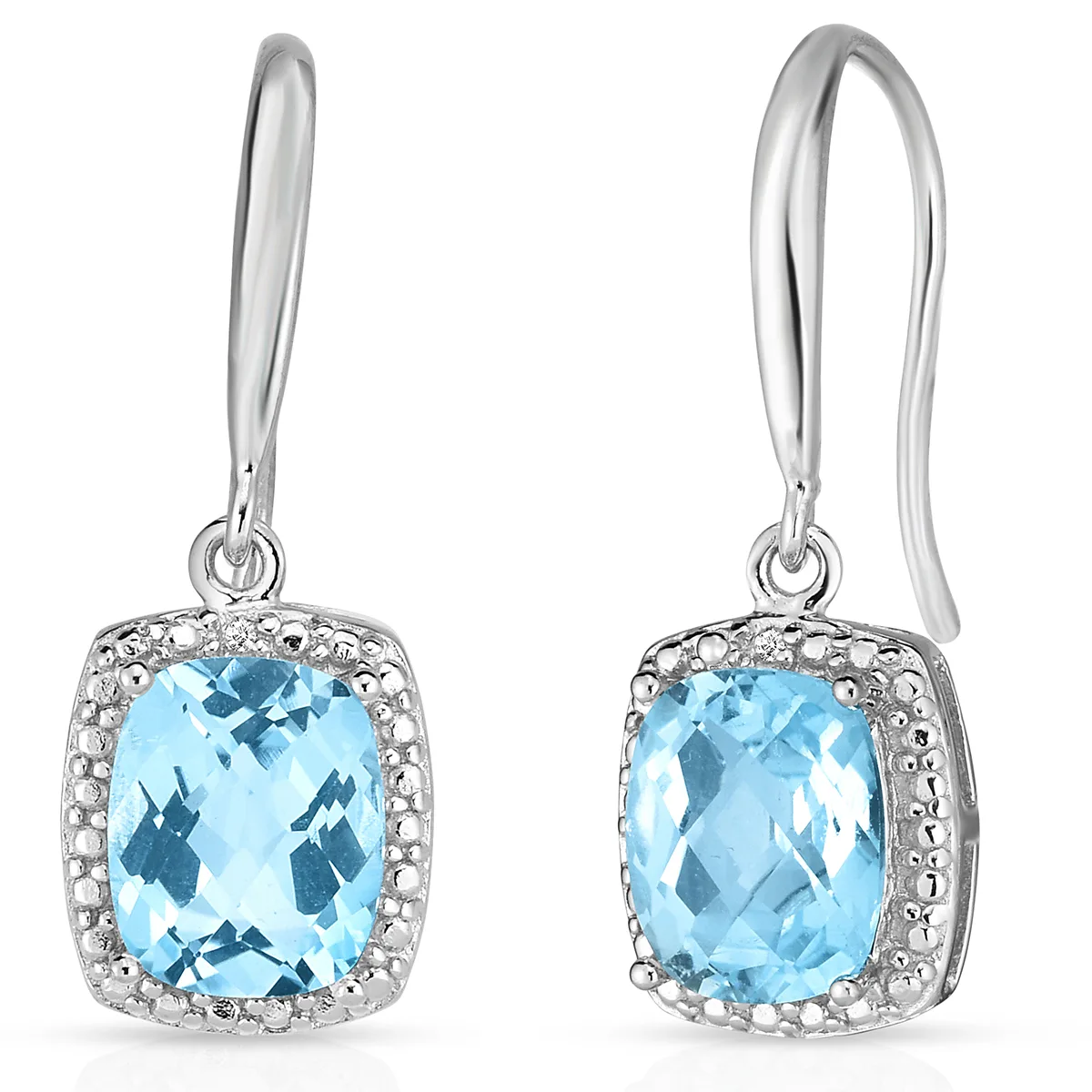 Jilco Inc Diamond And Blue Topaz Earrings