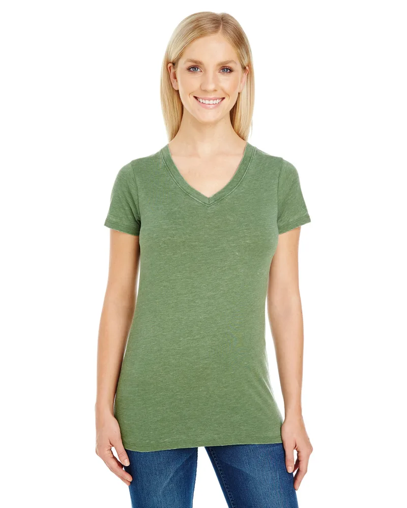 THREADFAST Ladies' Vintage Dye Short-Sleeve V-Neck T-Shirt view 2