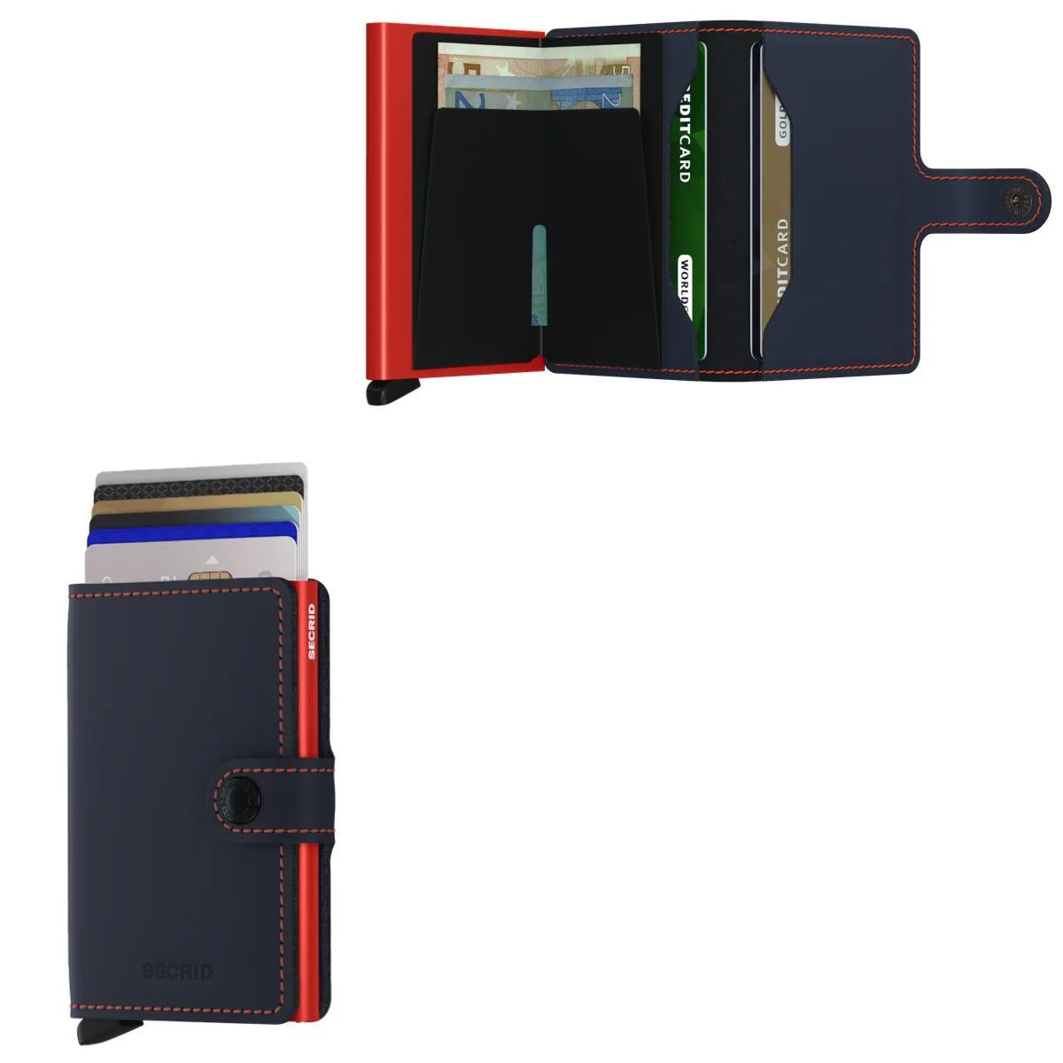 Secrid Miniwallet Matte Leather - Nightblue Orange