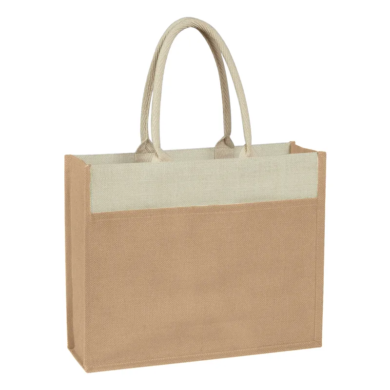 Jute Tote Bag With Front Pocket view 2