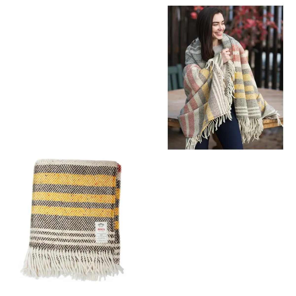 Avoca Rustic Stripe Herringbone Heavy Donegal Throw