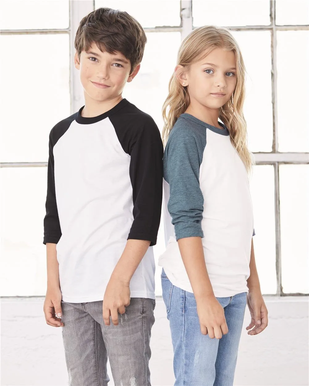 Bella+Canvas® Youth Three-Quarter Sleeve Baseball Tee