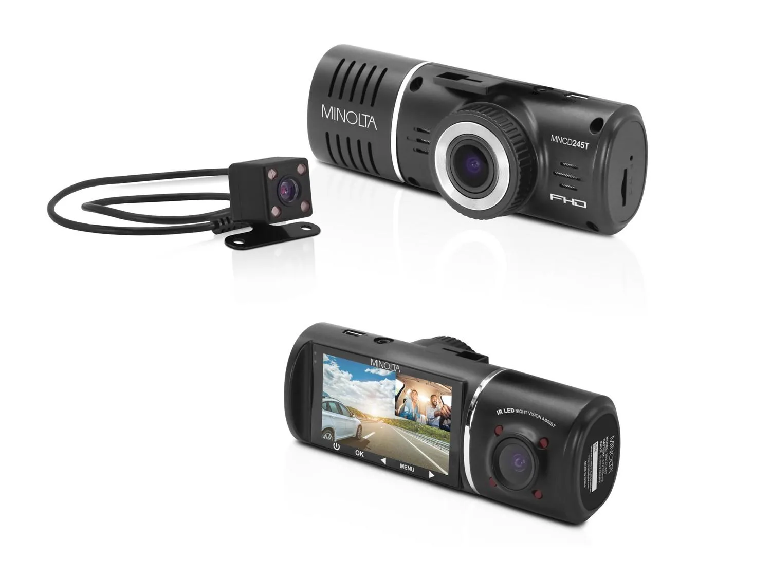 Minolta 1080P Full Hd Dash Camera W/3-Channel Recording