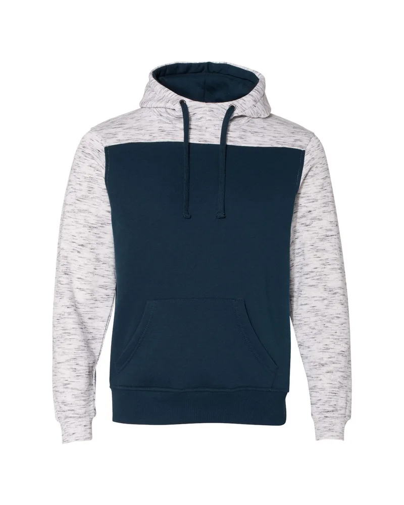 J AMERICA Adult Melange Color Blocked Hooded Sweatshirt