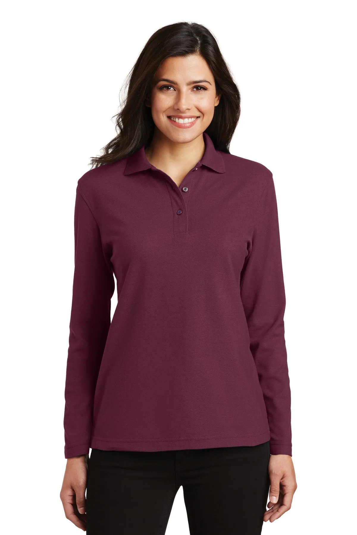 Port Authority® Women's Silk Touch™ Long Sleeve Polo.