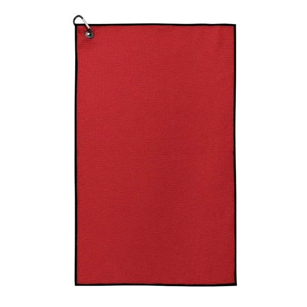 Waffle Weave Golf Towel with Black Corner Hook view 2