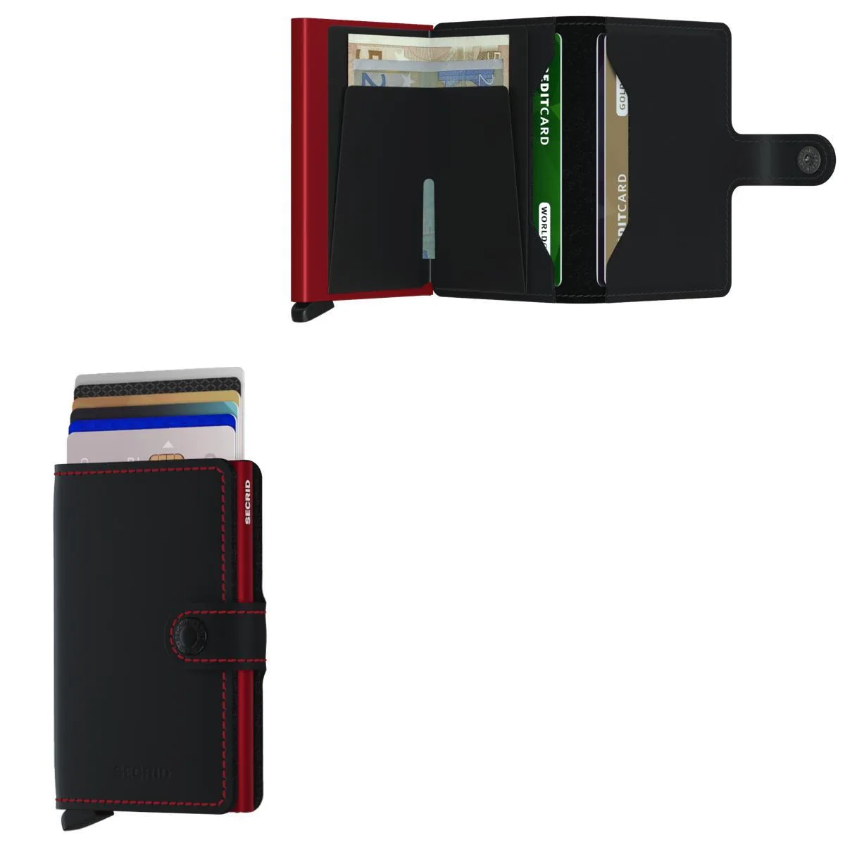 Secrid Miniwallet Matte Leather - Black/Red