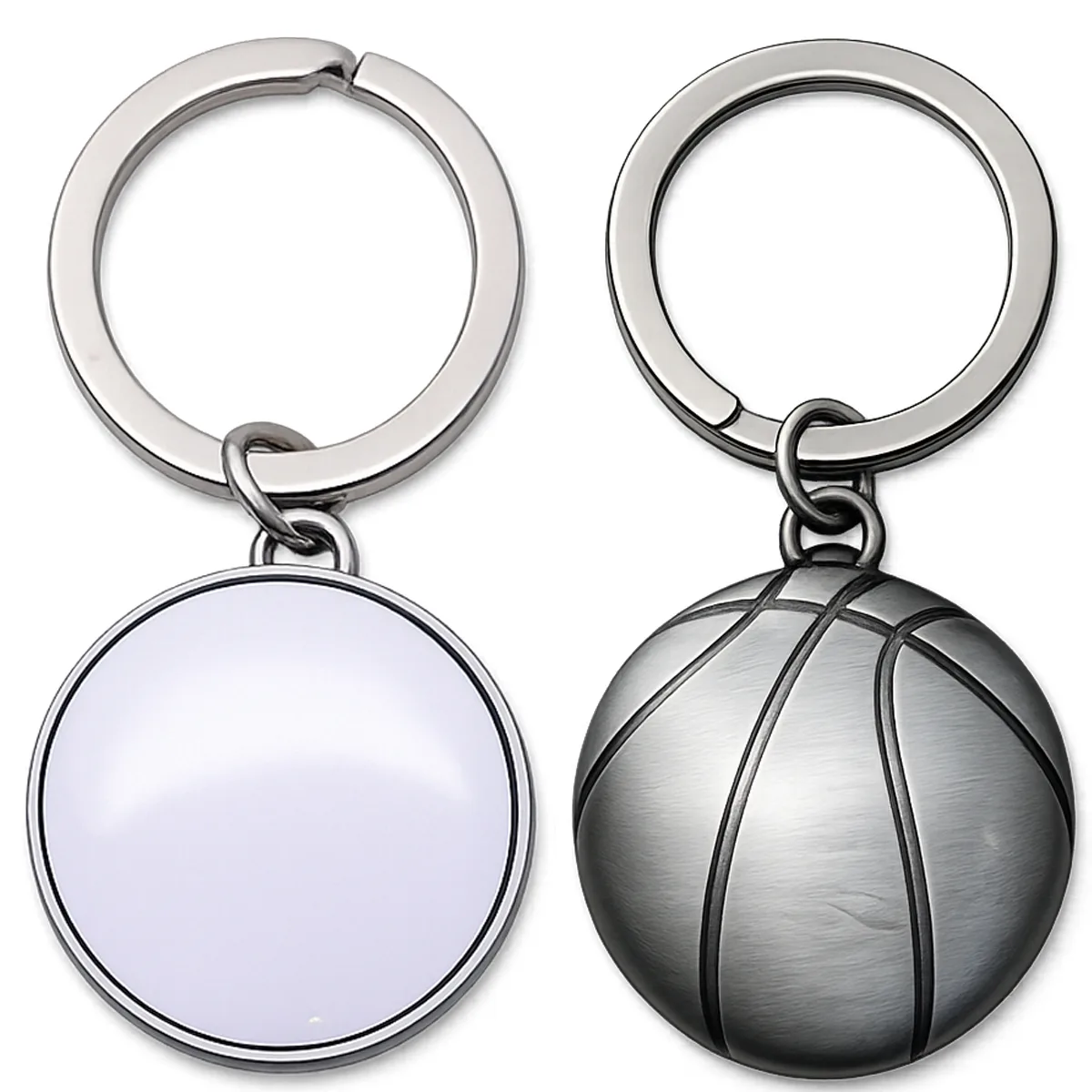 Basketball Shaped Metal Keychain view 2