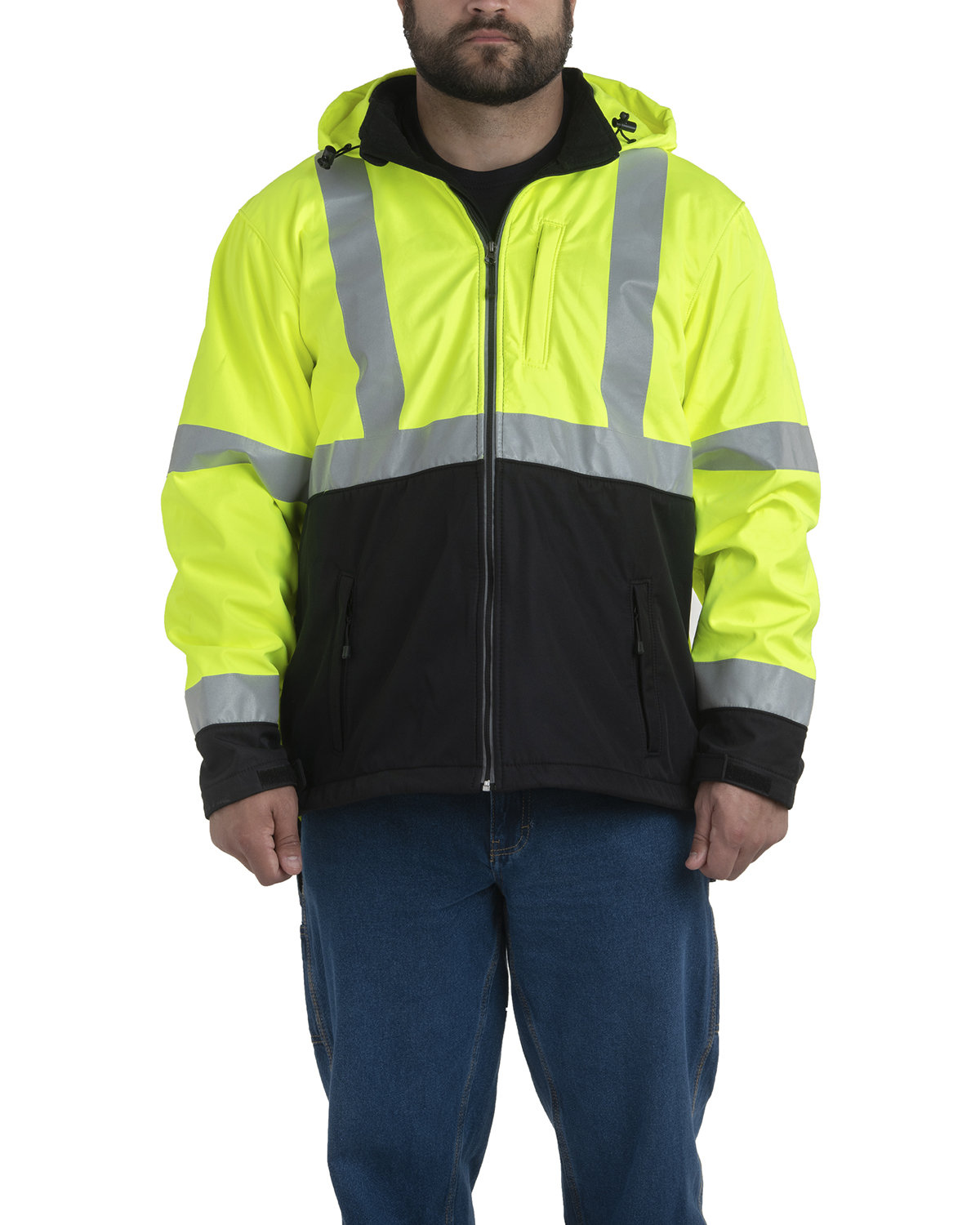 Berne Apparel Men's Tall Hi-Vis Class 3 Hooded Softshell Jacket
