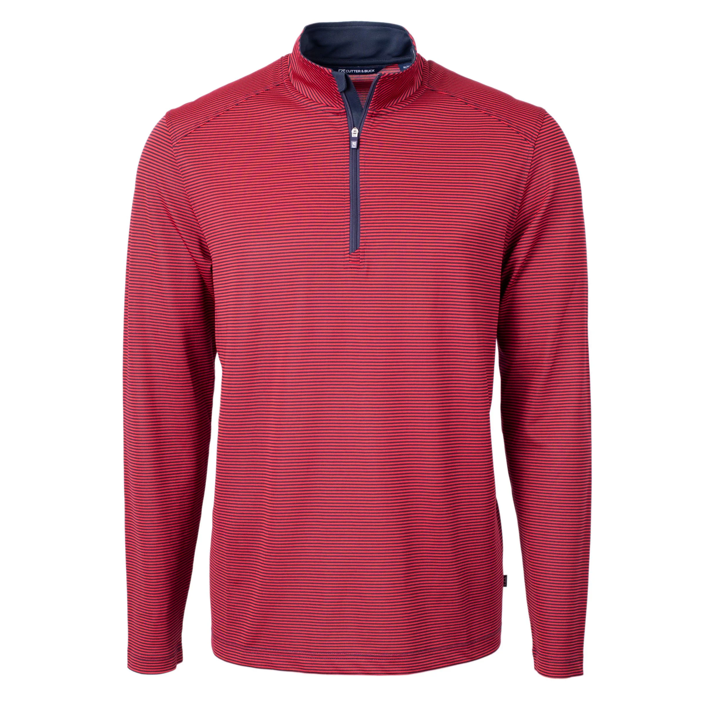 Cutter & Buck Virtue Eco Pique Micro Stripe Recycled Mens Quarter Zip view 7