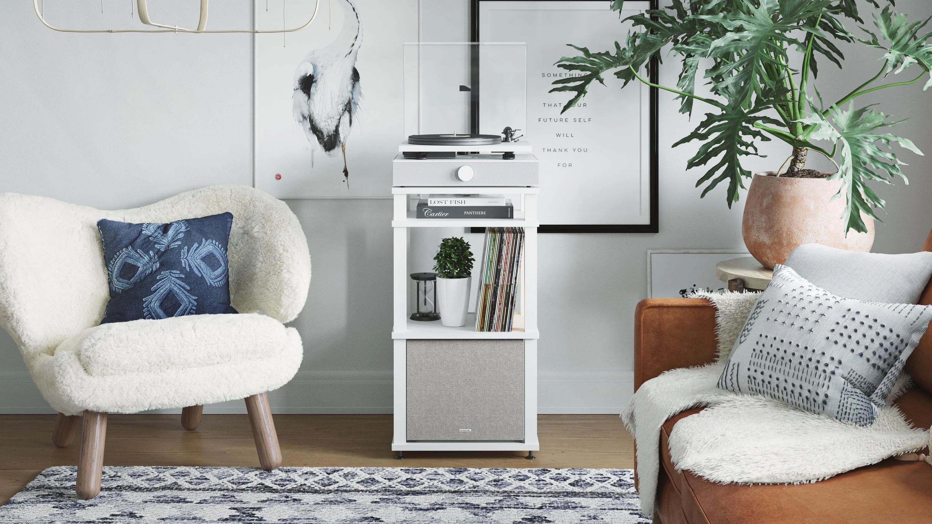 Andover Audio Spinstand Audio Component & Record Rack, White