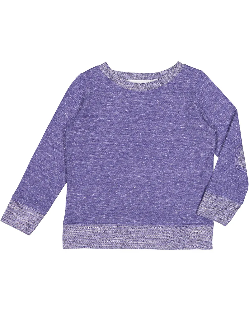 Rabbit Skins Toddler Harborside Melange French Terry Crewneck with Elbow Patches view 5