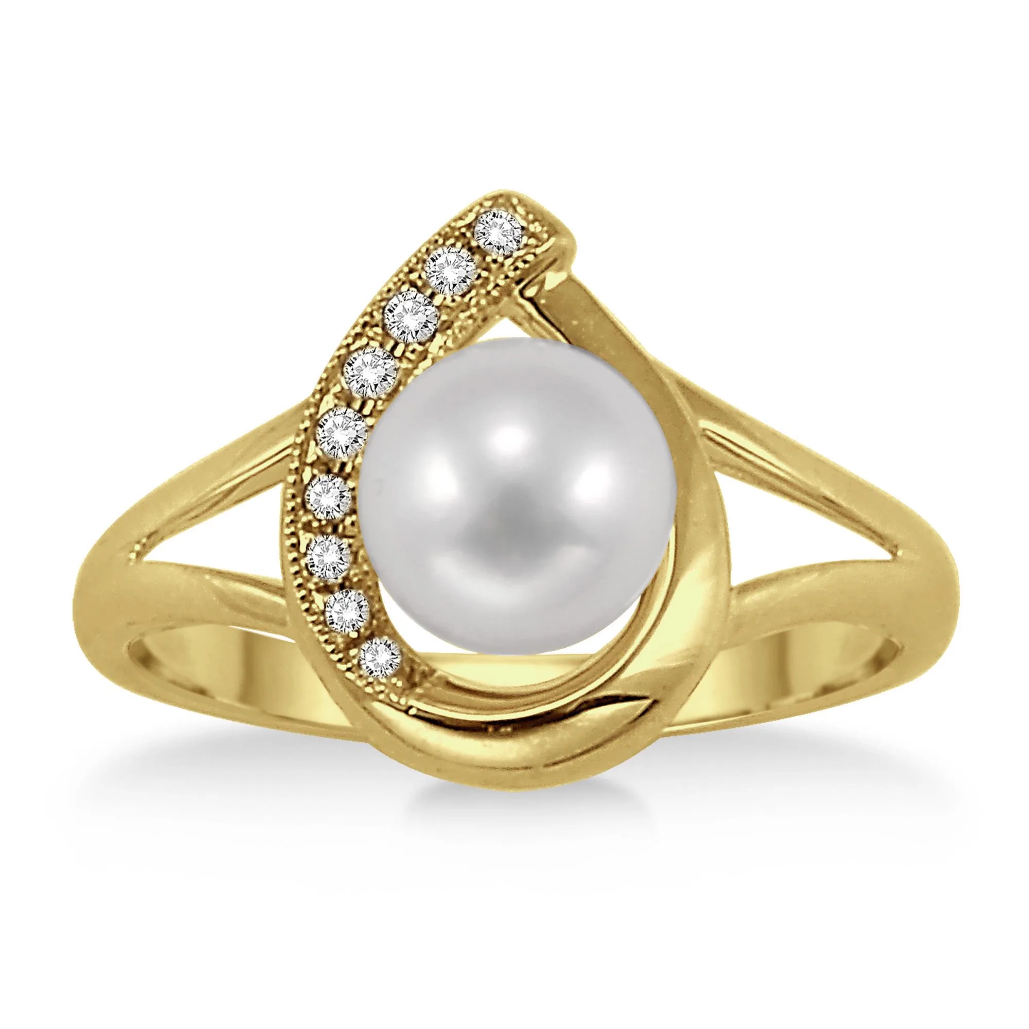 Jilco Inc Pearl & Diamond Ring - Size 9