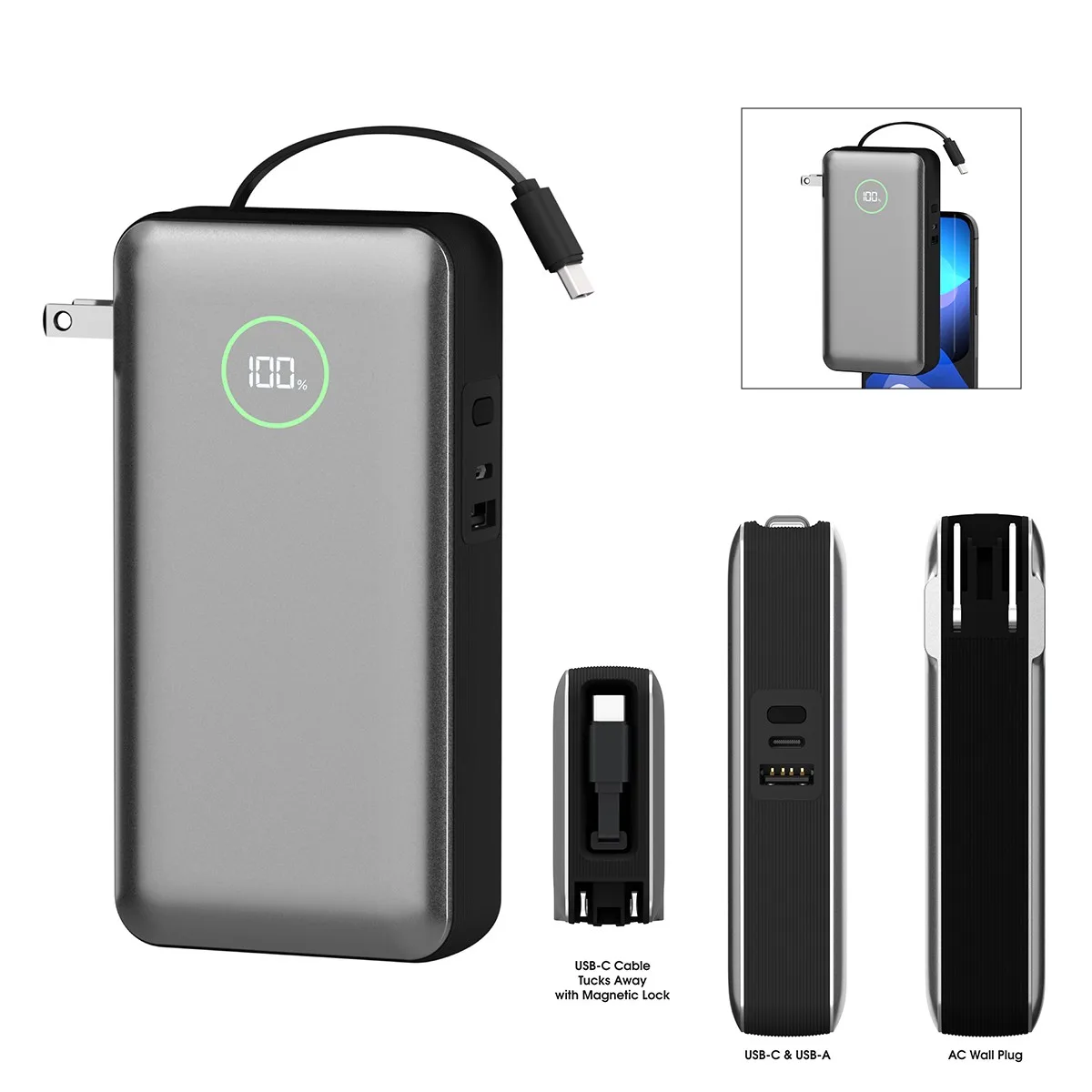 20,000 Mah Phonesuit® Journey Ac All-in-one Portable Battery Pack & Wall Adpater view 2