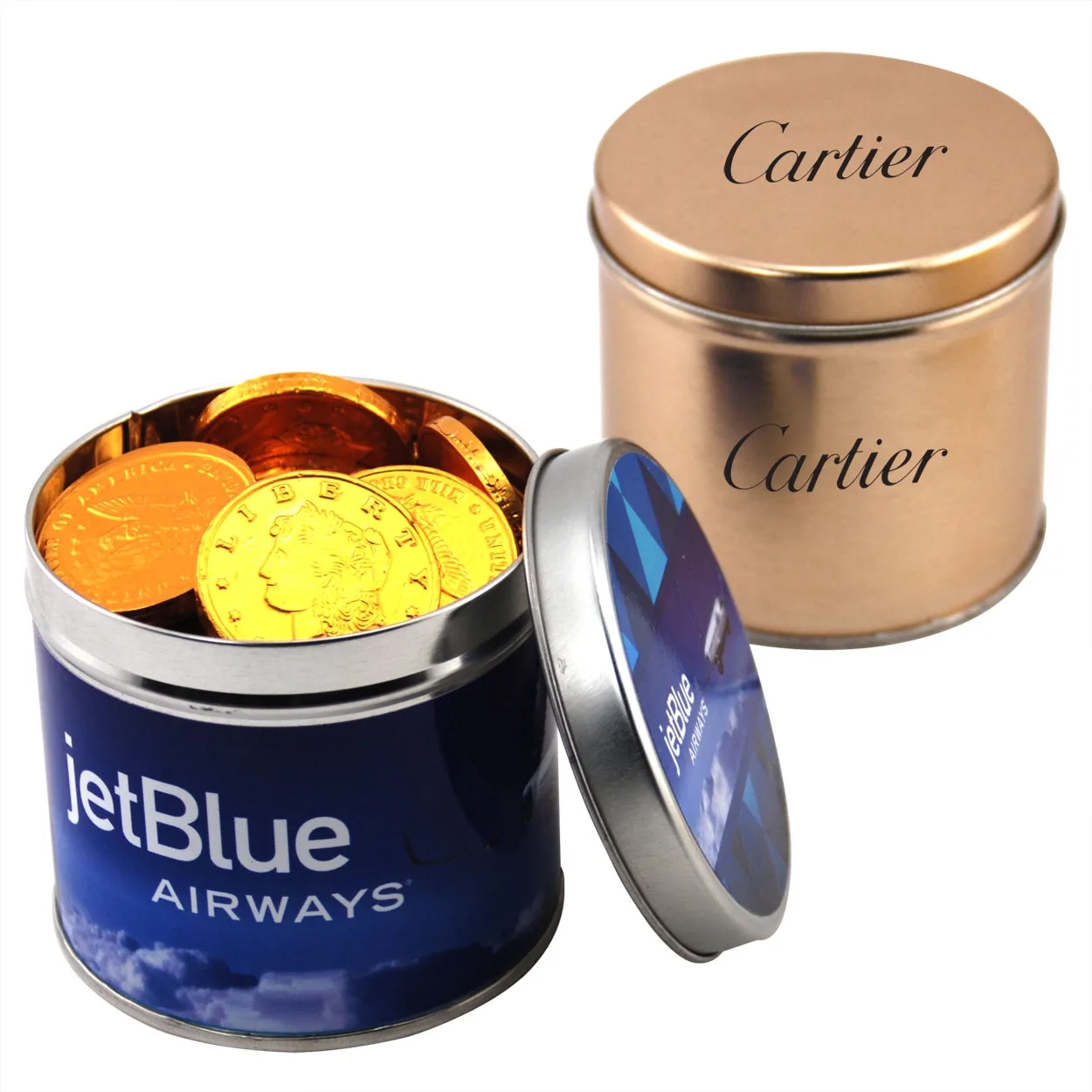 Round Tin w/Chocolate Coins