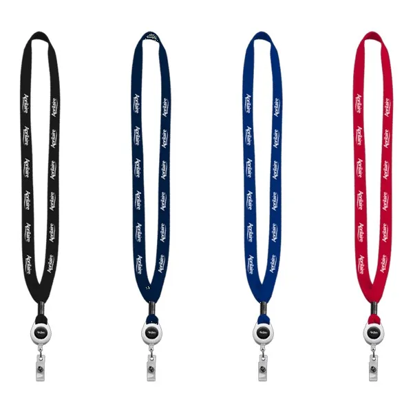 5/8" New Polyester "Shoelace" Lanyard with Retractable Badge Reel