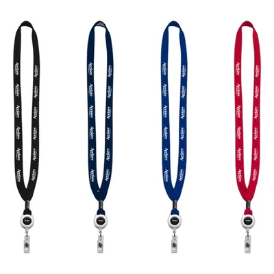 5/8" New Polyester "Shoelace" Lanyard with Retractable Badge Reel