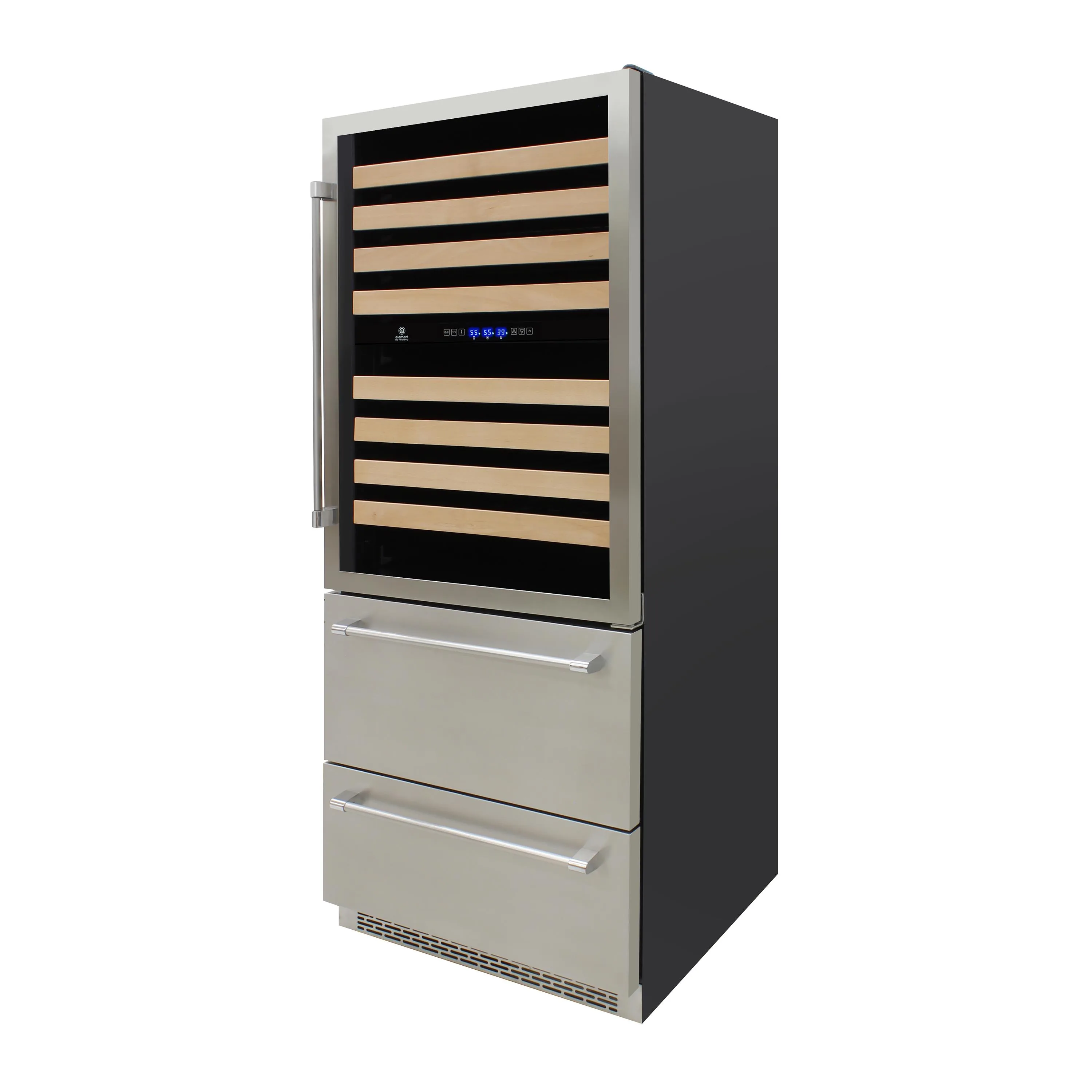 Legacy Vinotemp - 135-Bottle Triple-Zone Wine Cooler W/2 Bottom Drawers - Stainless