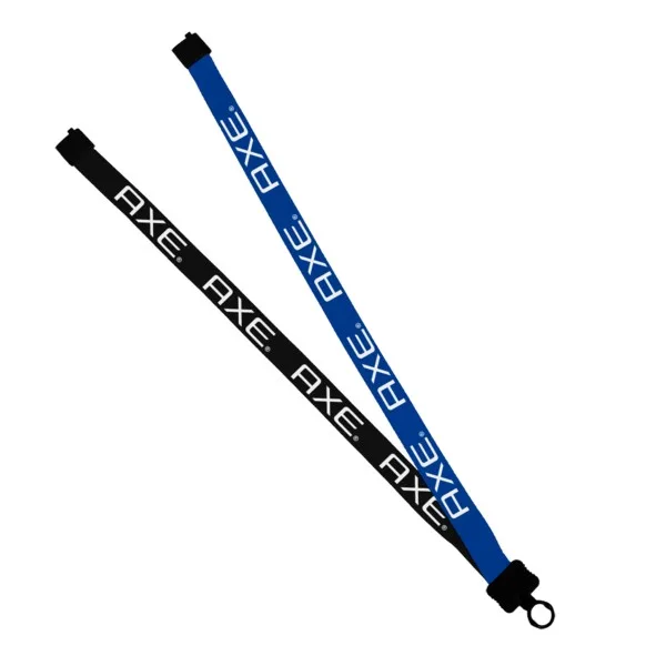 3/4" Multi color (left and right) Polyester Lanyard with Plastic Clamshell view 2