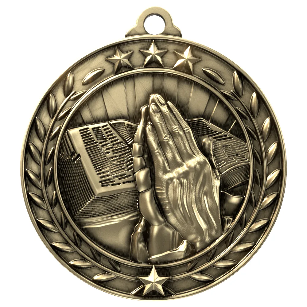 Antique Religion Wreath Award Medallion (2-3/4")