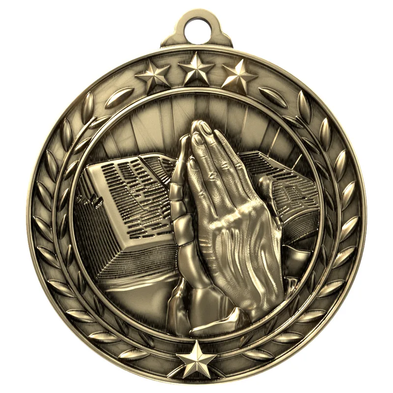Antique Religion Wreath Award Medallion (2-3/4")
