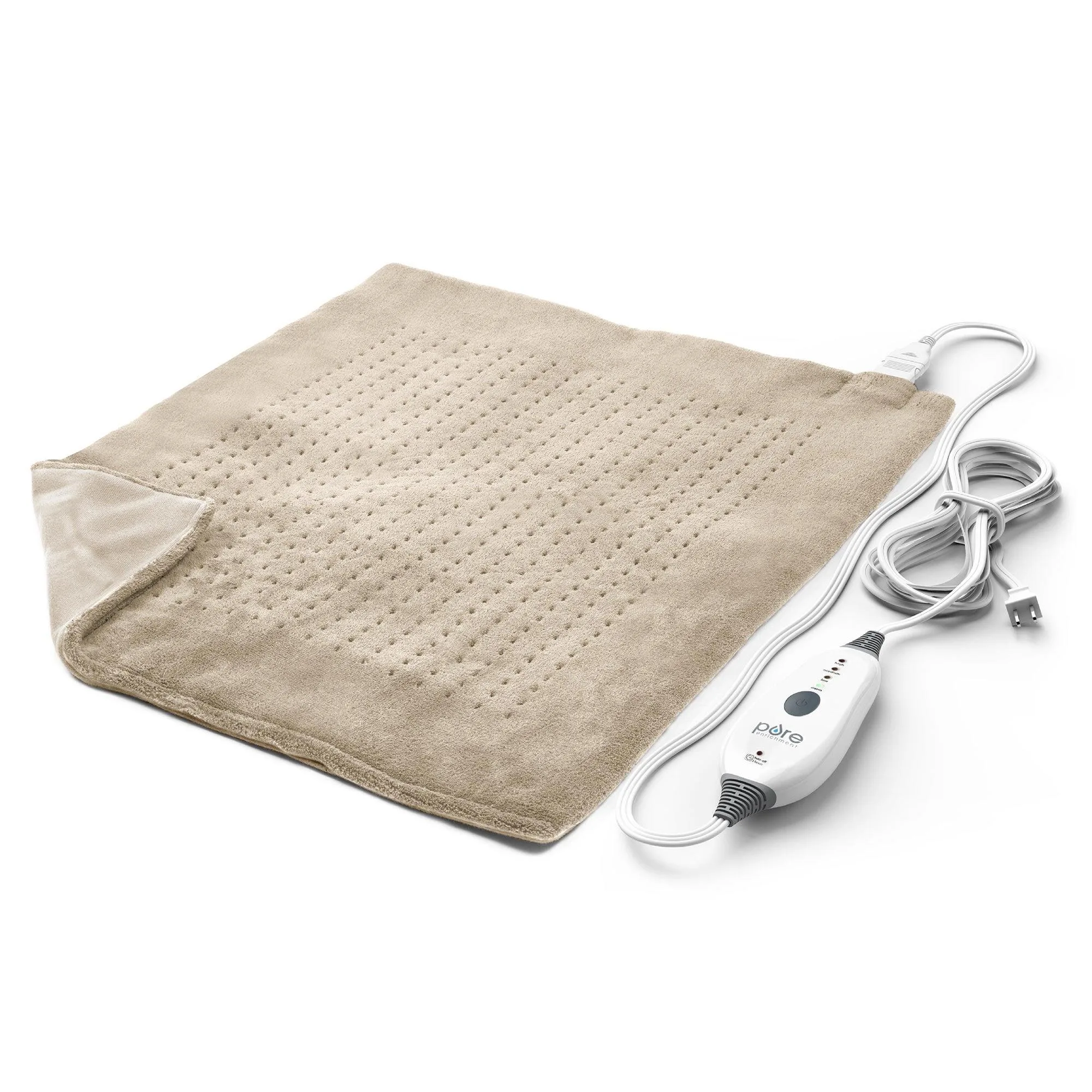 Pure Enrichment Purerelief Ultra-Wide Microplush Heating Pad Tan