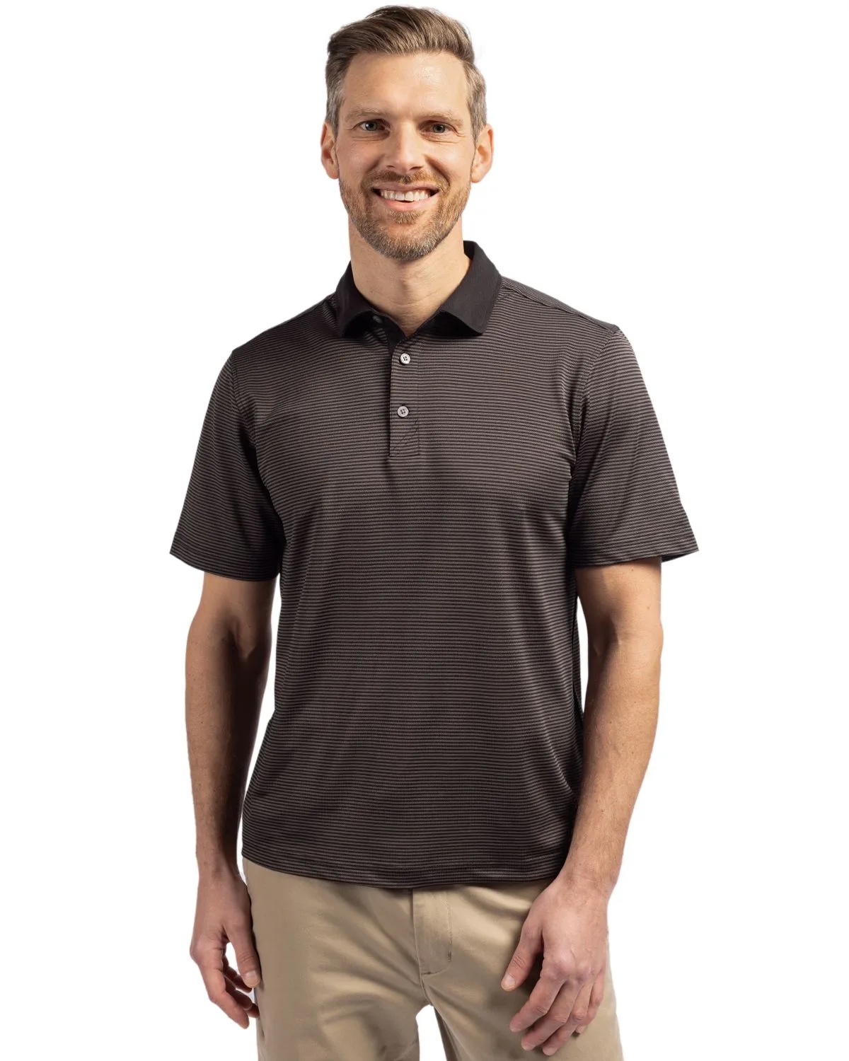 Cutter & Buck Virtue Eco Pique Micro Stripe Recycled Mens Polo