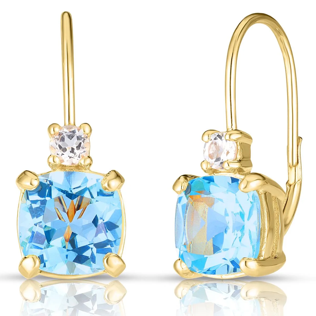 Jilco Inc Blue Topaz Earrings - Yellow Gold