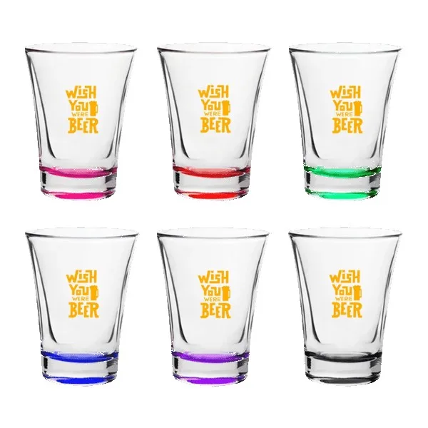 Hot Shot 2 oz Traditional Shot Glasses with Color Bottom