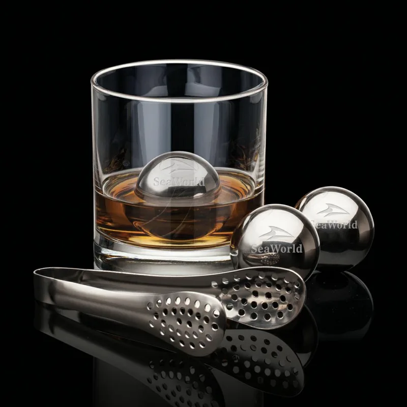 Whiskey Balls & Tongs, Set of 2