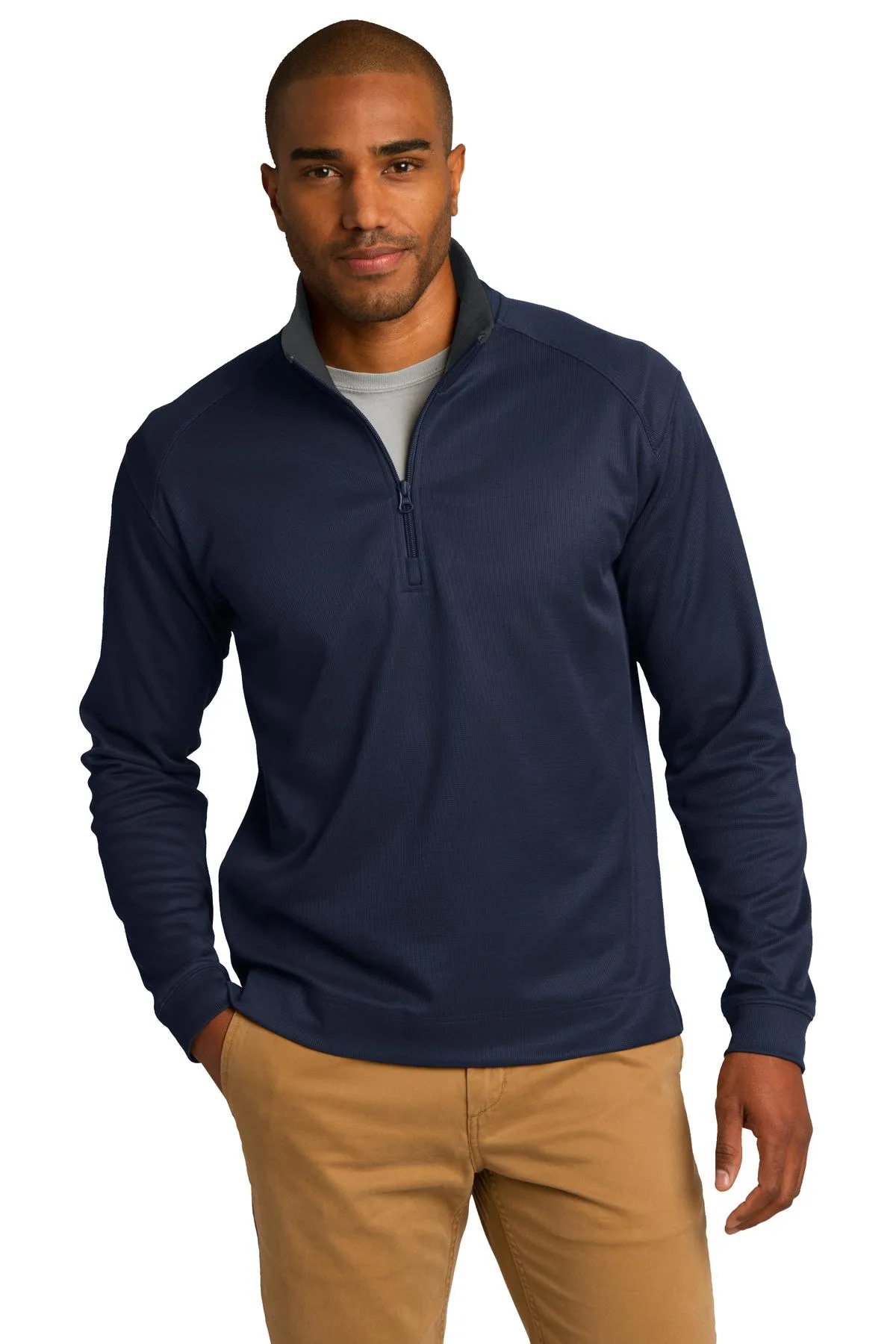 Port Authority® Vertical Texture 1/4-Zip Pullover.