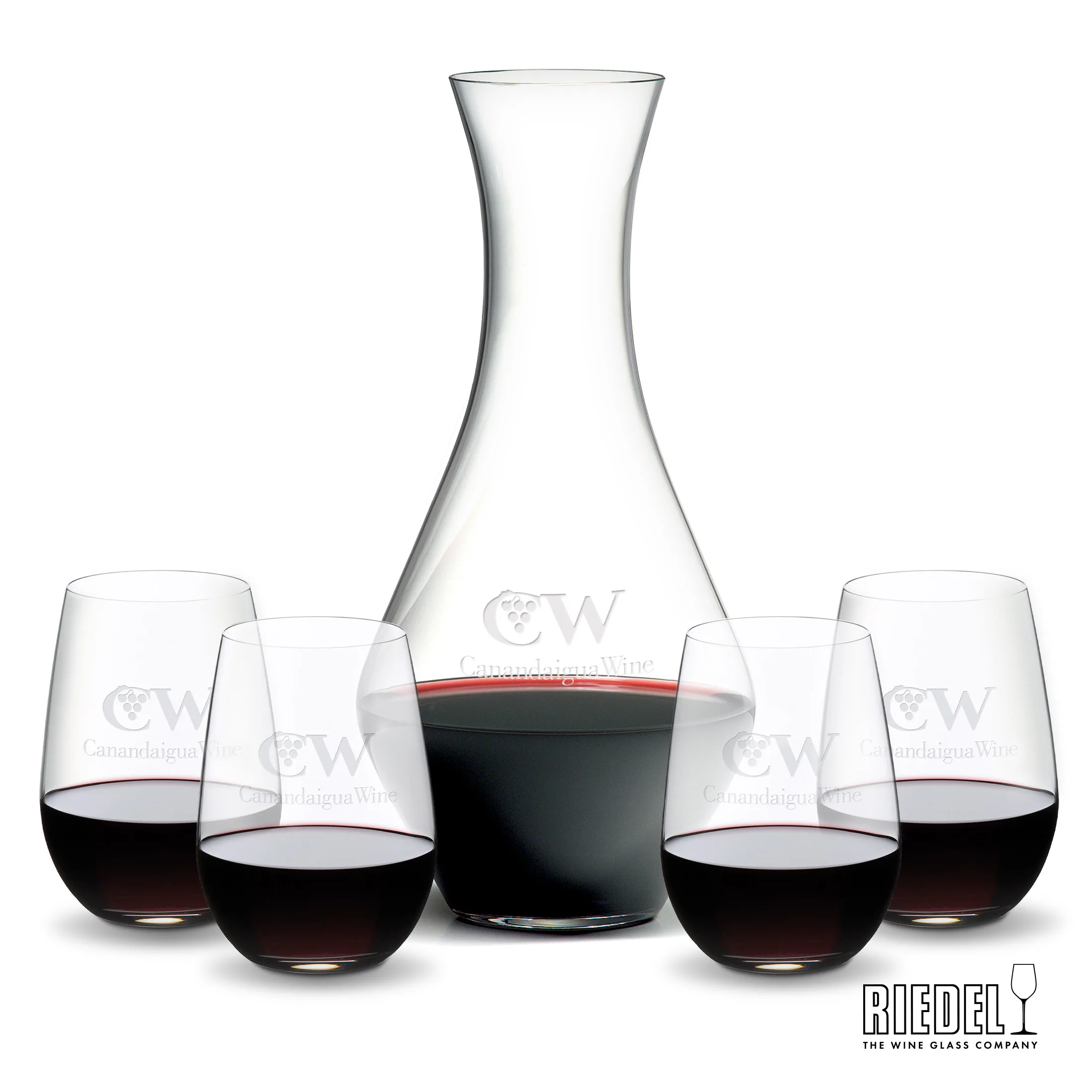 Carafe Stemless Set, Stemless Wine Set, Decanter & 4 Wine