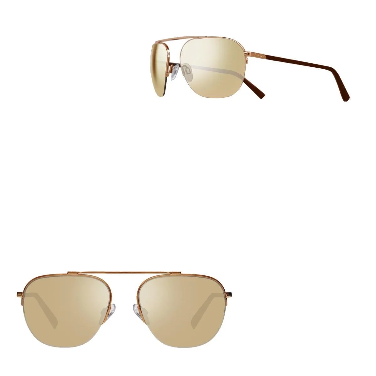 Revo Sunglasses Annika I Semi-Rimless Stainless Steel Navigator - Rose Gold