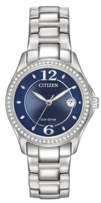 Citizen® Ladies Silhouette Crystal Eco-Drive® Watch w/Blue Dial & Brilliant Crystals