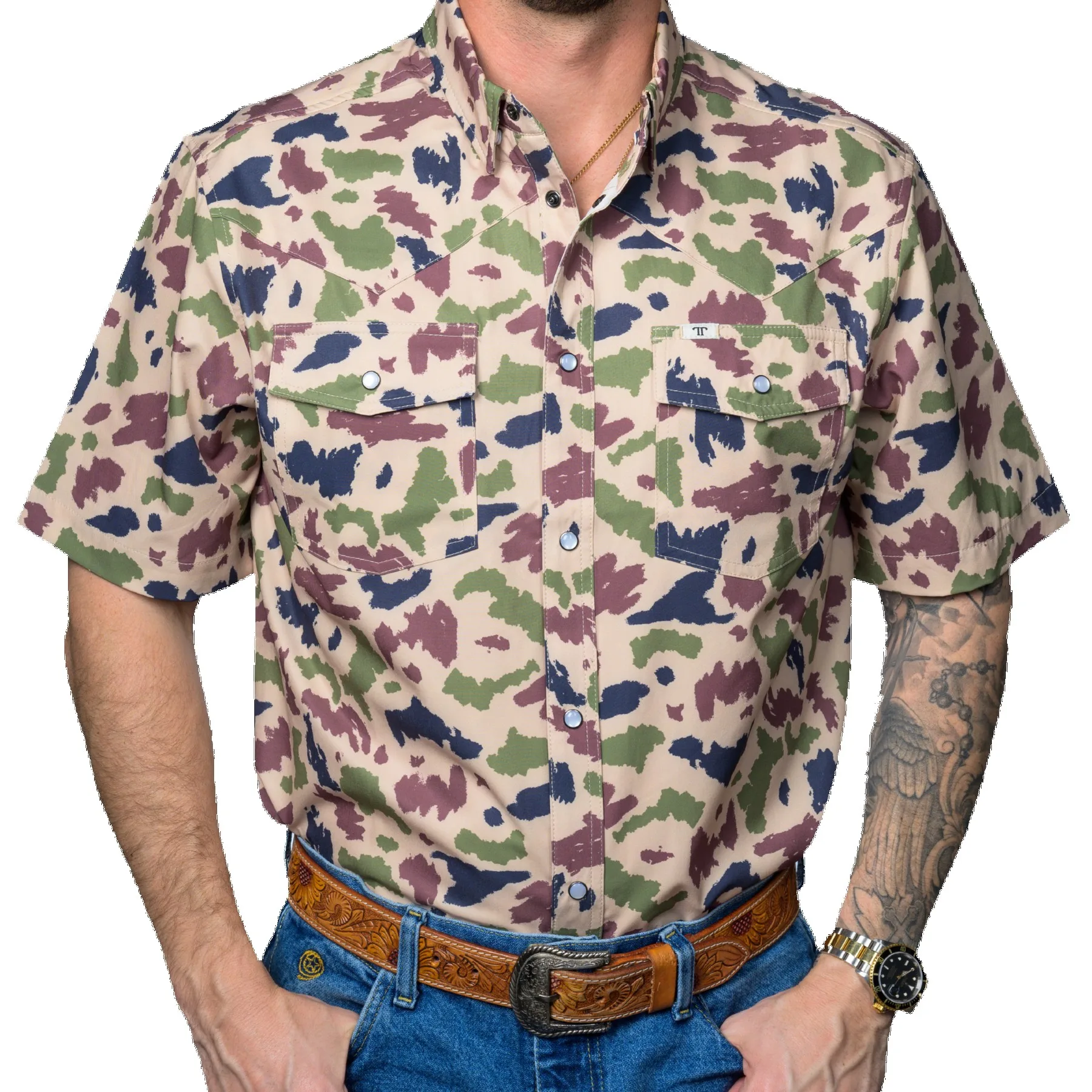 Men's Ferrell® Printed Short Sleeve Snap Shirt view 2