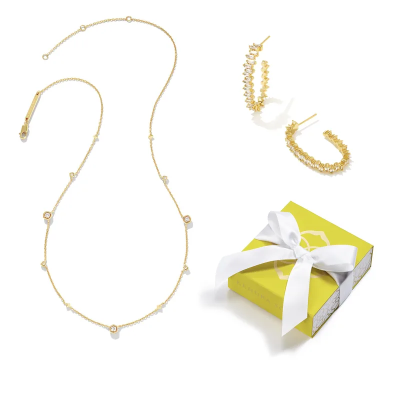 Kendra Scott Davie Necklace & Juliette Hoop Earrings