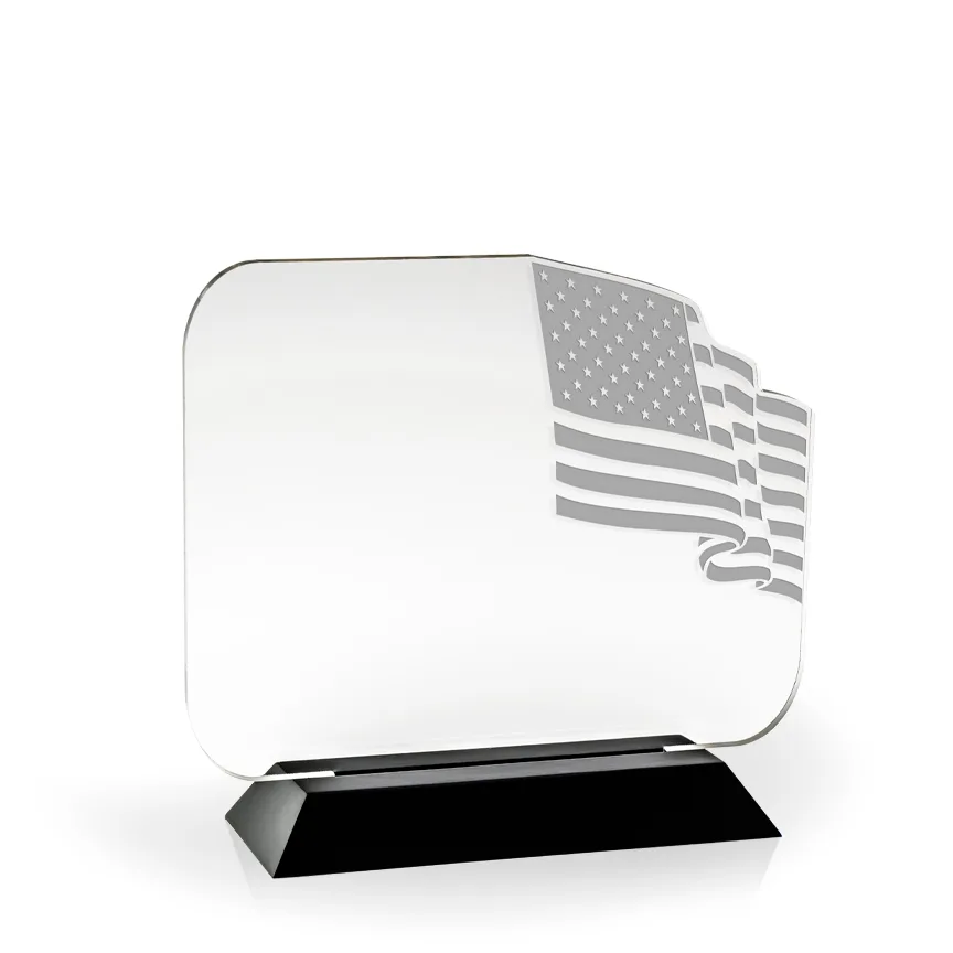 American Flag Award with Black Wood Base - Engraved view 2