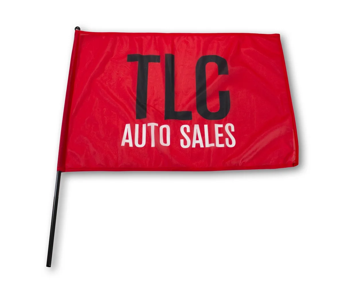Polyester Waving Rally Flag w/ Pole (27.5"x19.5 Flag/24" Pole)