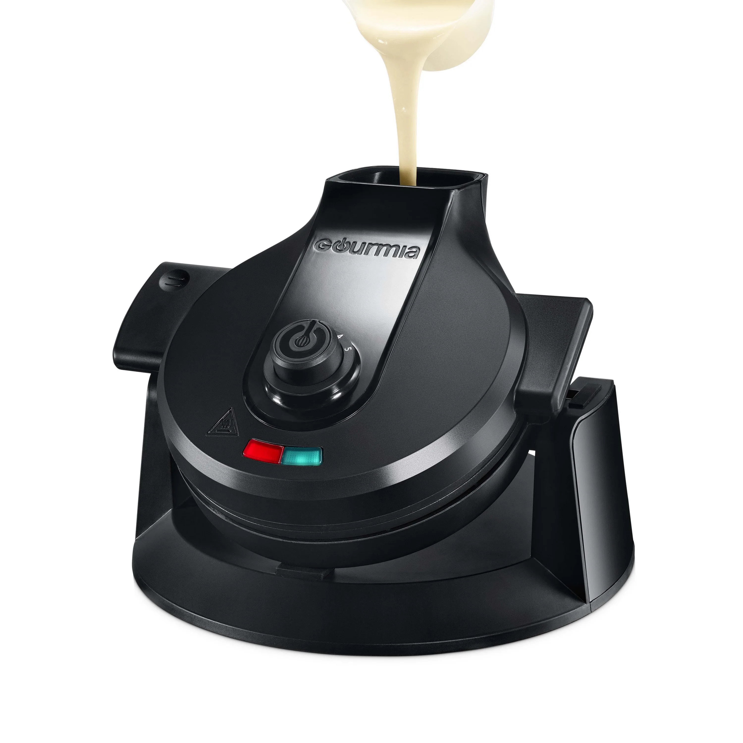 Gourmia Dual Pour Waffle Maker w/Easy Pour Spout + Horizontal Pour