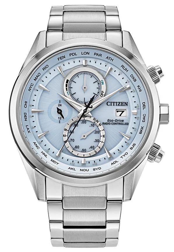 Citizen Watch Men's Sport Luxury Radio Control Stainless Steel Bracelet Watch Light Blue Dial